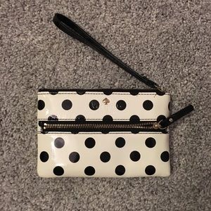 Kate Spade White and Black Polka Dot Wristlet